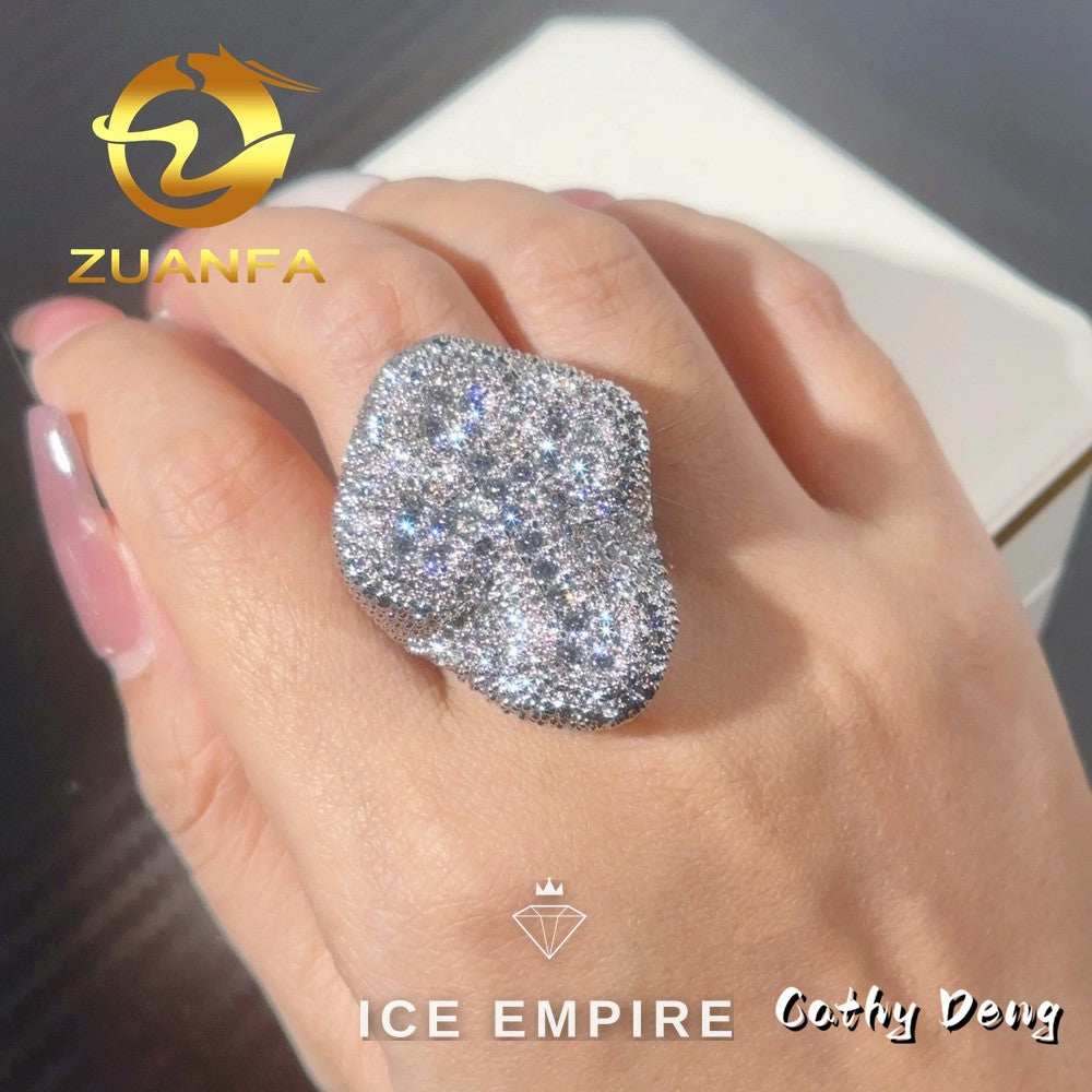 Iced Out Cross 925 Silver Moissanite Ring