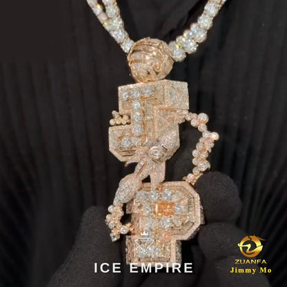 Iced Out Rose Gold Moissanite Pendant