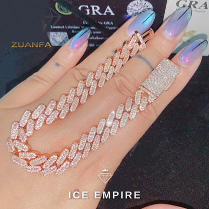 Iced Out Rose Gold Plated Moissanite Cuban Chain