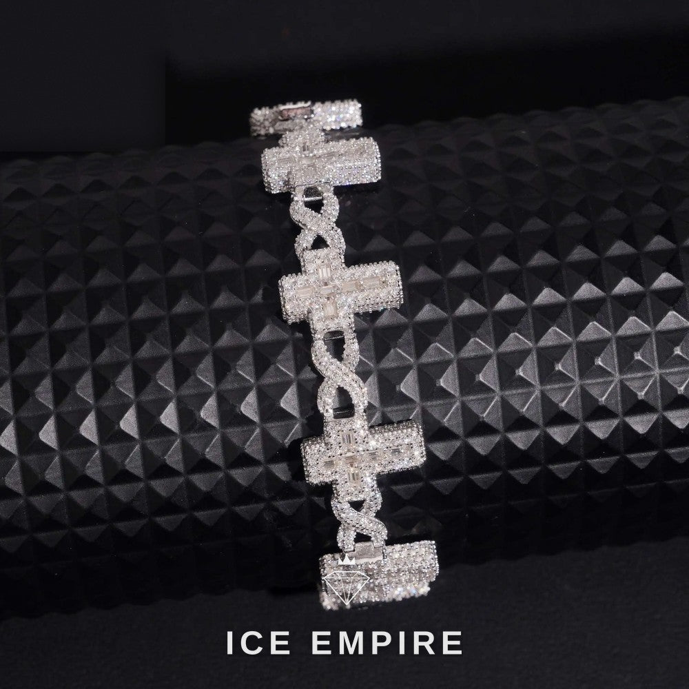 Iced Out Baguette 925 Silver Moissanite Cuban Chain