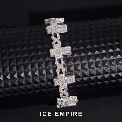 Iced Out Baguette 925 Silver Moissanite Cuban Chain