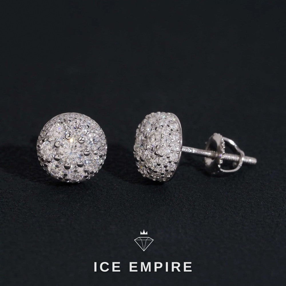 Iced Out 14K Gold Moissanite Stud Earrings
