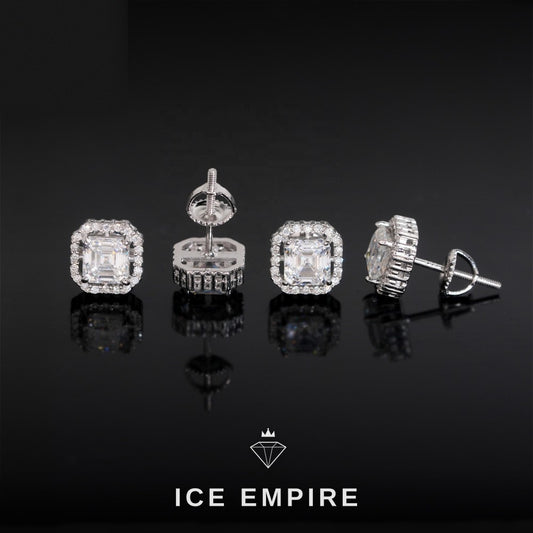 Iced Out Rose Gold Plated Moissanite Earrings