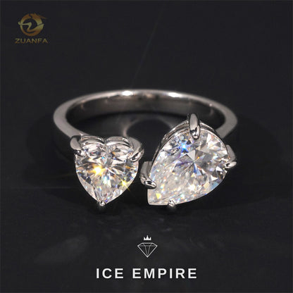 Iced Out Heart Gold Plated Moissanite Engagement Ring
