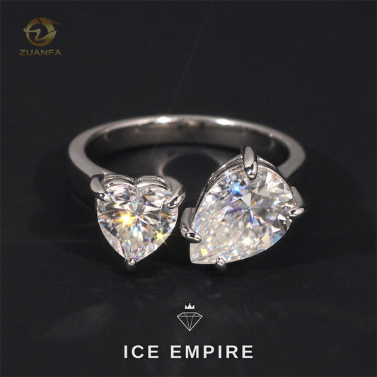 Iced Out Heart Gold Plated Moissanite Engagement Ring