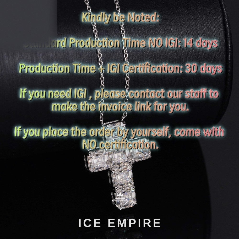 Iced Out Cross 925 Silver Lab Grown Diamond Pendant