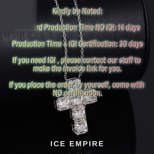 Iced Out Cross 925 Silver Lab Grown Diamond Pendant