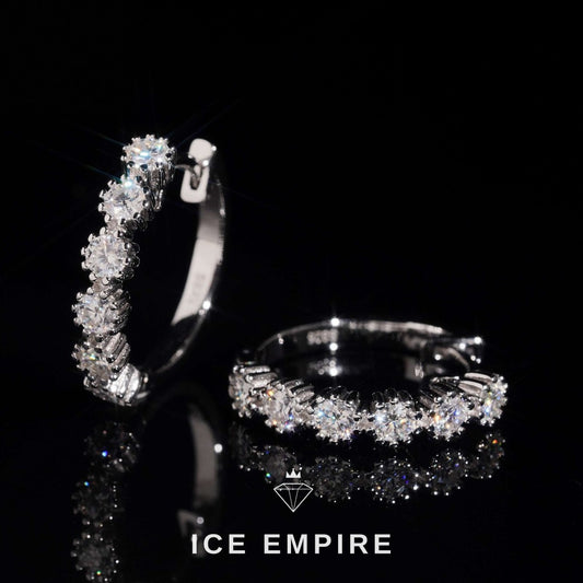 Iced Out Rose Gold Plated Moissanite Hoop Earrings