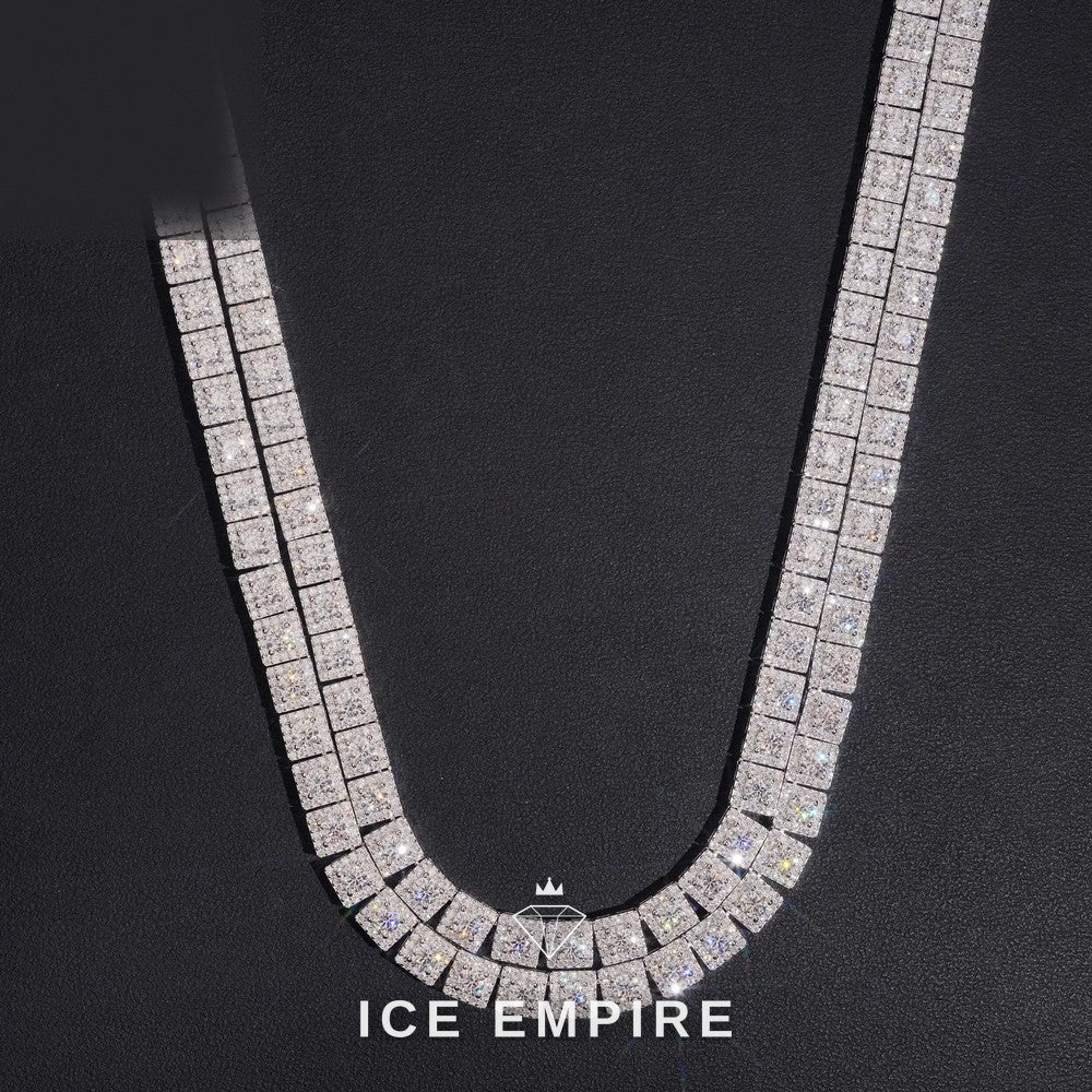 Iced Out 925 Silver Moissanite Tennis Chain