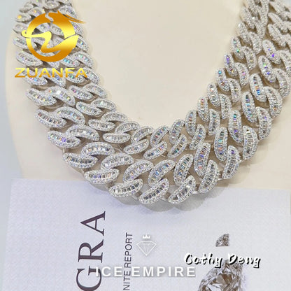Iced Out Baguette Gold Plated Moissanite Cuban Chain