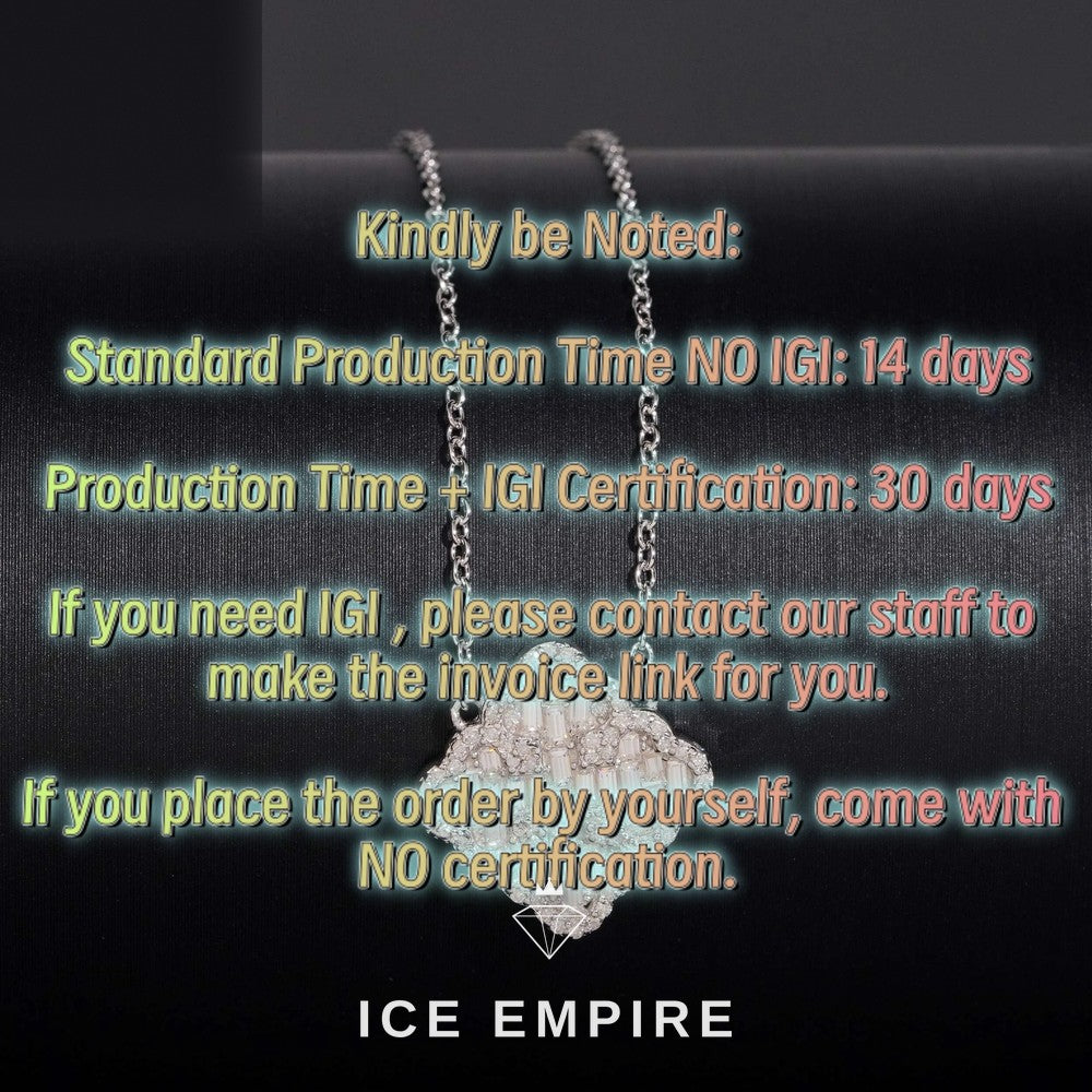 Iced Out Baguette 925 Silver Lab Grown Diamond Pendant