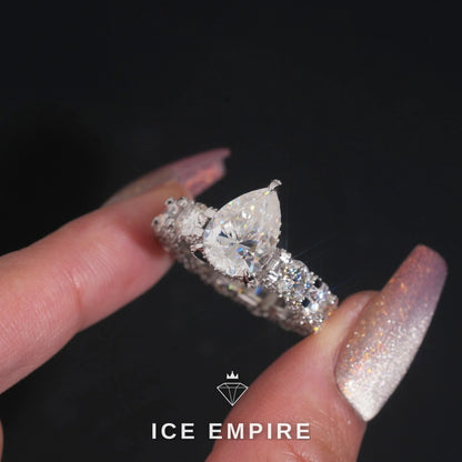 Iced Out 925 Silver Moissanite Engagement Ring
