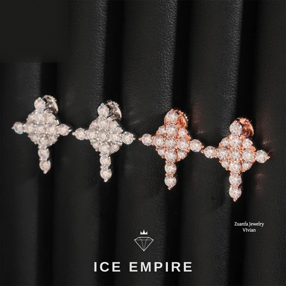 Iced Out Gold Plated Moissanite Stud Earrings