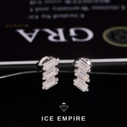 Iced Out Baguette Rose Gold Plated Moissanite Earrings