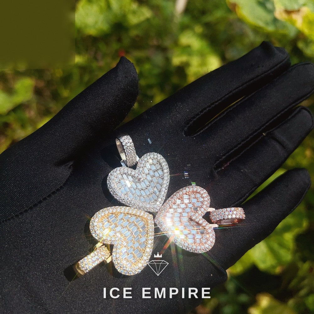 Iced Out Heart 925 Silver Moissanite Pendant