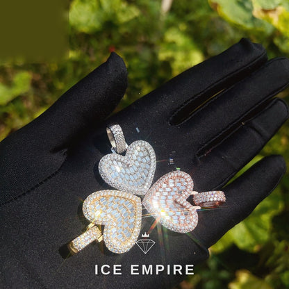 Iced Out Heart 925 Silver Moissanite Pendant