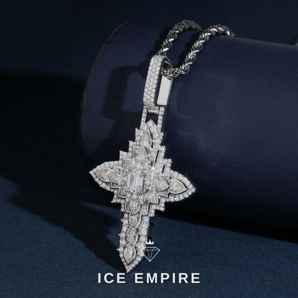 Iced Out Cross Gold Plated Moissanite Pendant