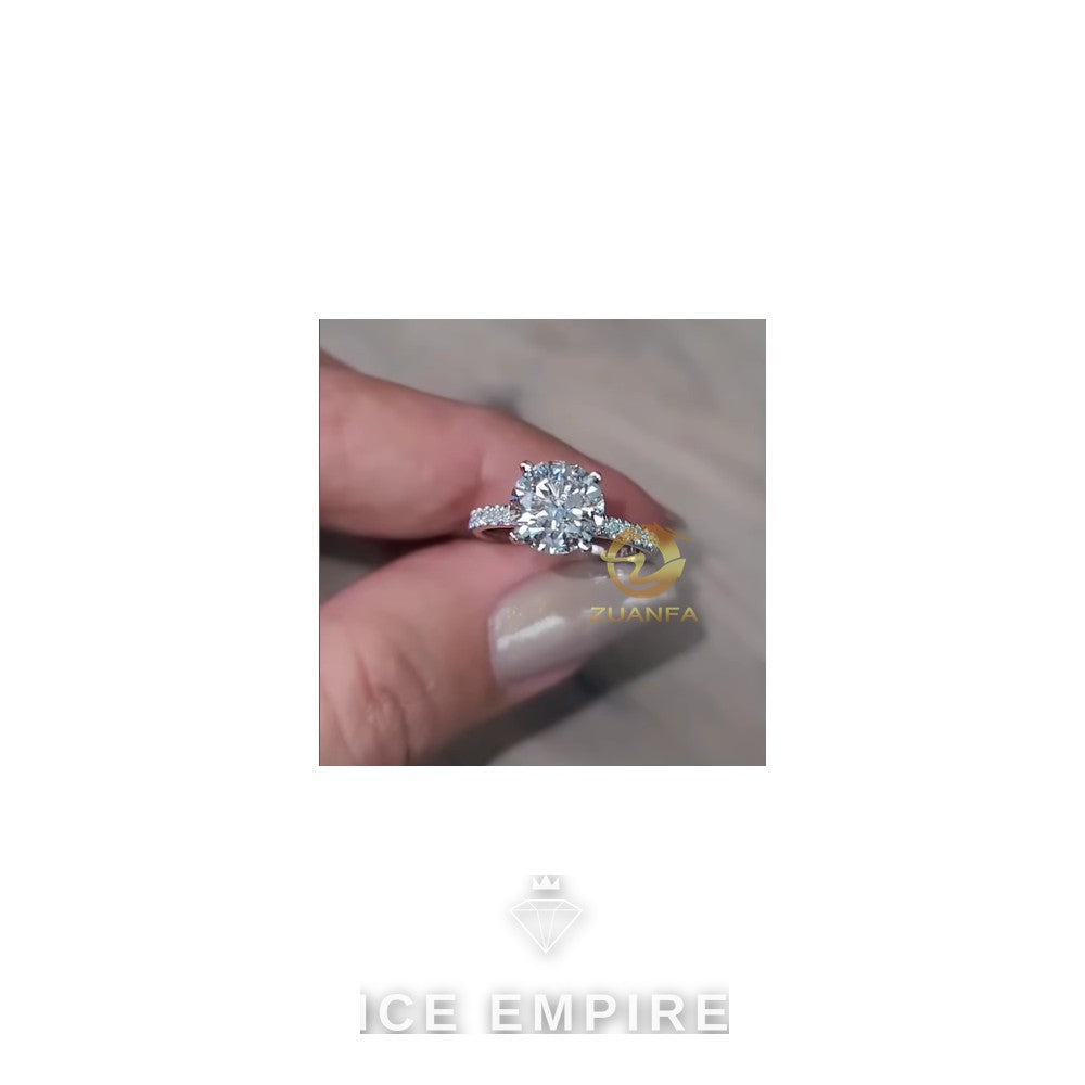 Iced Out 925 Silver Moissanite Engagement Ring