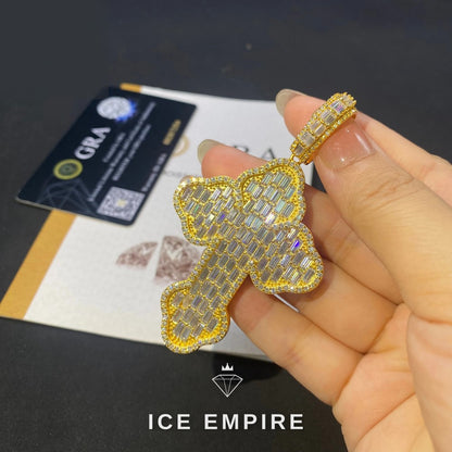 Iced Out Baguette Rose Gold Plated Moissanite Pendant