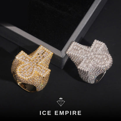 Iced Out Baguette Rose Gold Plated Moissanite Ring