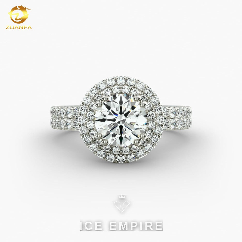 Iced Out 14K Gold Moissanite Engagement Ring