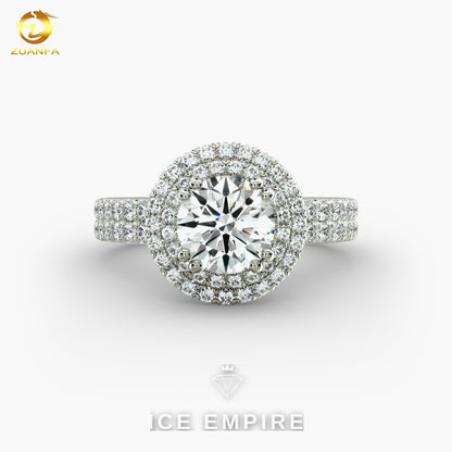 Iced Out 14K Gold Moissanite Engagement Ring