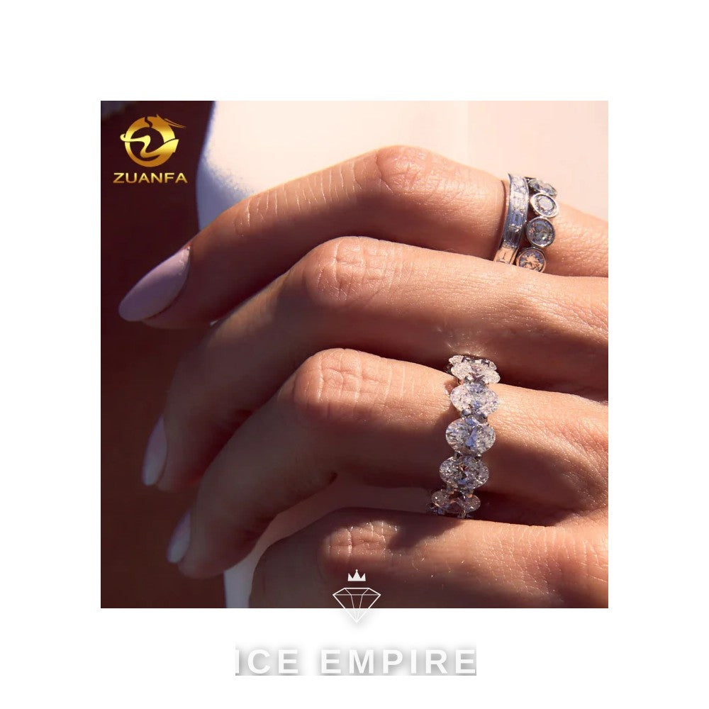 Iced Out Gold Plated Moissanite Wedding Band