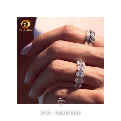Iced Out Gold Plated Moissanite Wedding Band