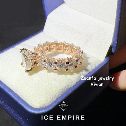 Iced Out Rose Gold Plated Moissanite Ring