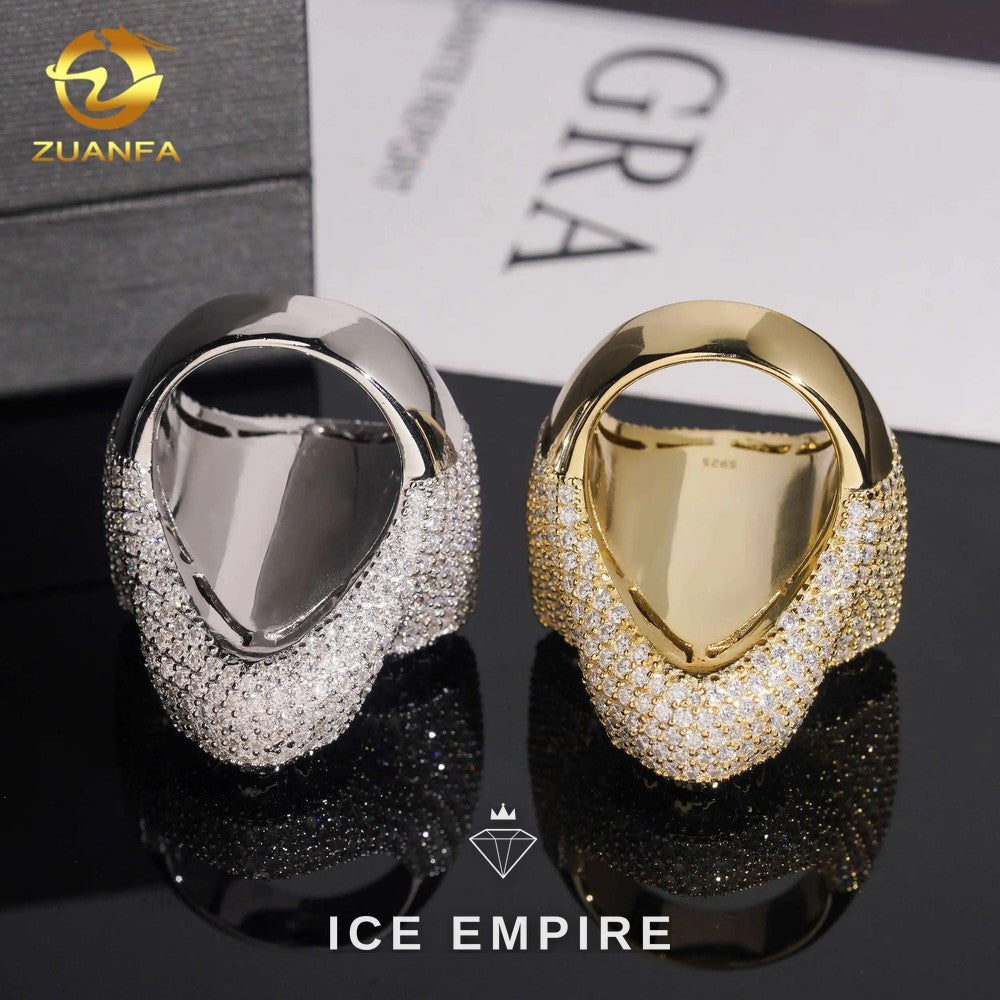 Iced Out Cross Gold Plated Moissanite Ring
