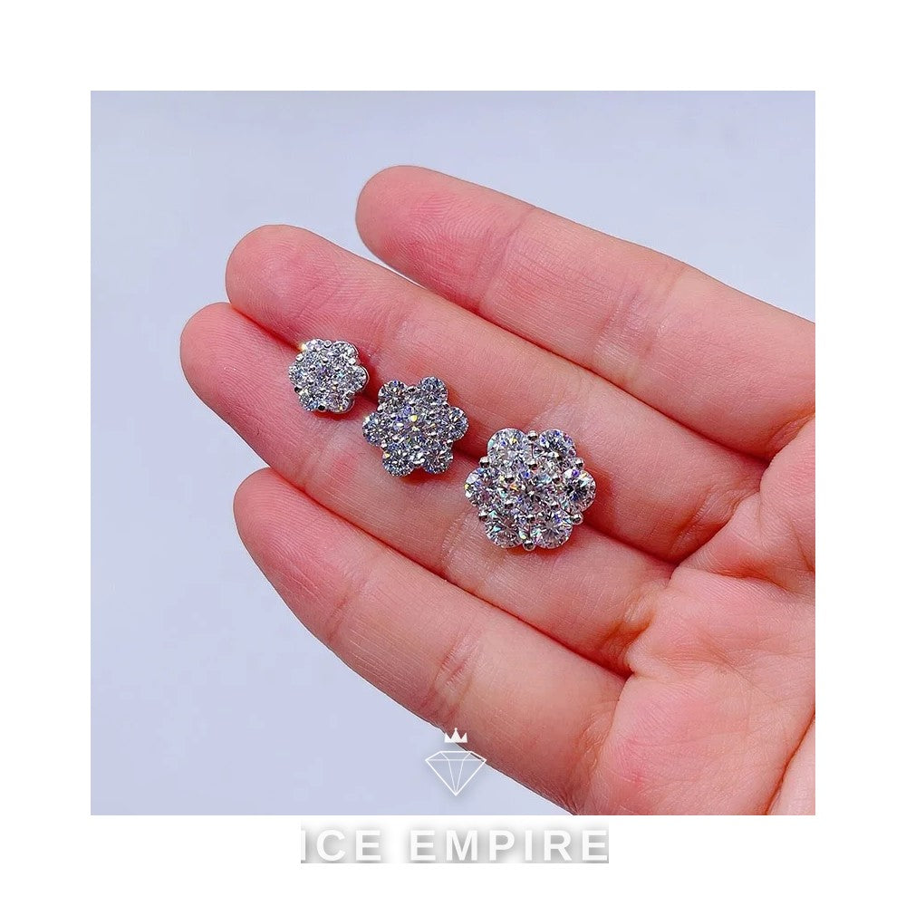 Iced Out Cluster 925 Silver Moissanite Earrings