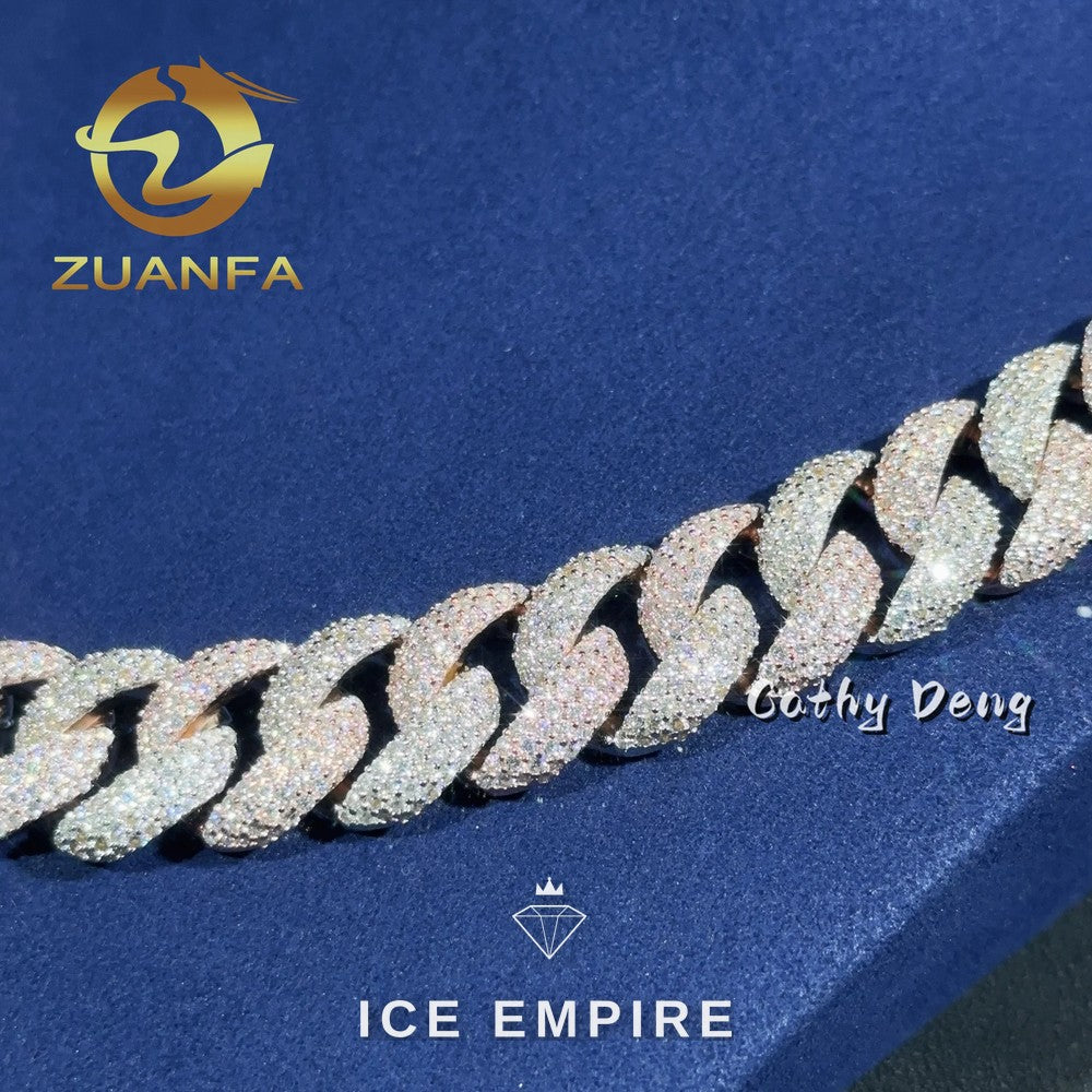 Iced Out Rose Gold Plated Moissanite Cuban Chain
