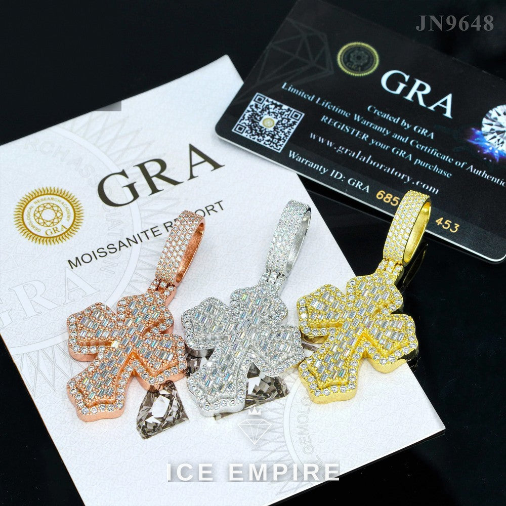 Iced Out Baguette Rose Gold Plated Moissanite Pendant