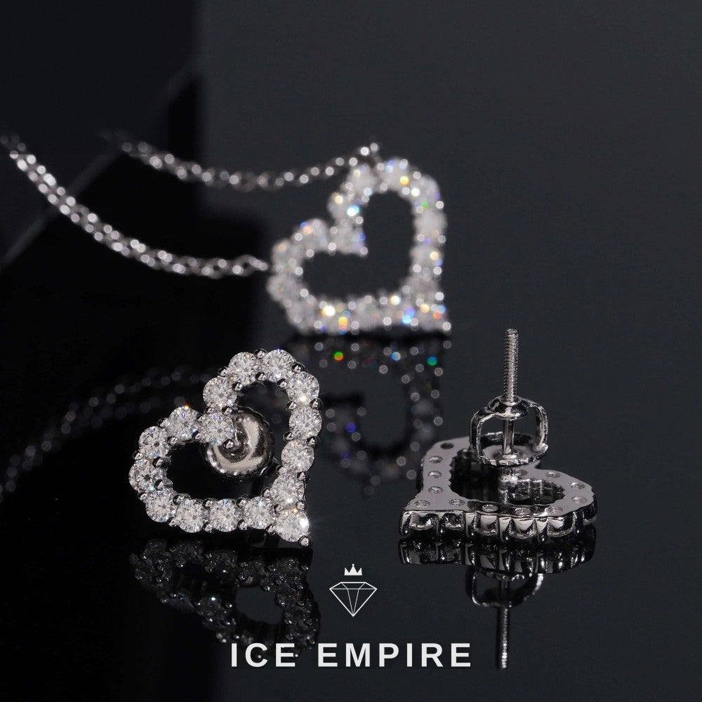 Iced Out Heart Rose Gold Plated Moissanite Earrings