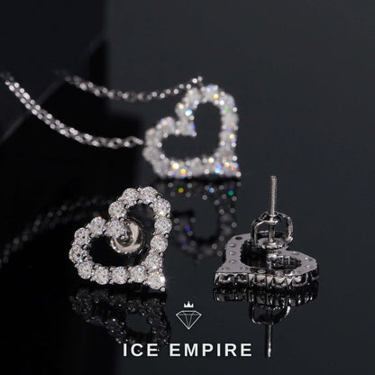 Iced Out Heart Rose Gold Plated Moissanite Earrings