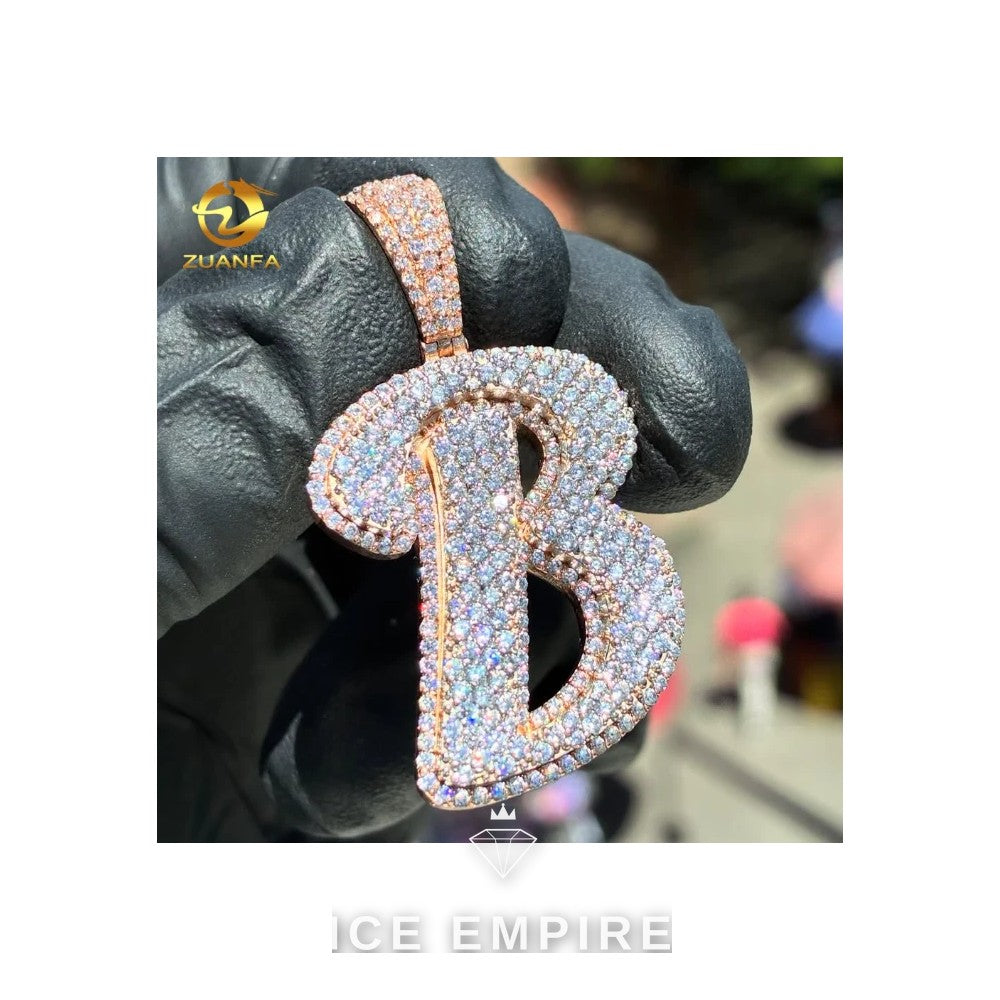Iced Out Rose Gold Plated Moissanite Pendant