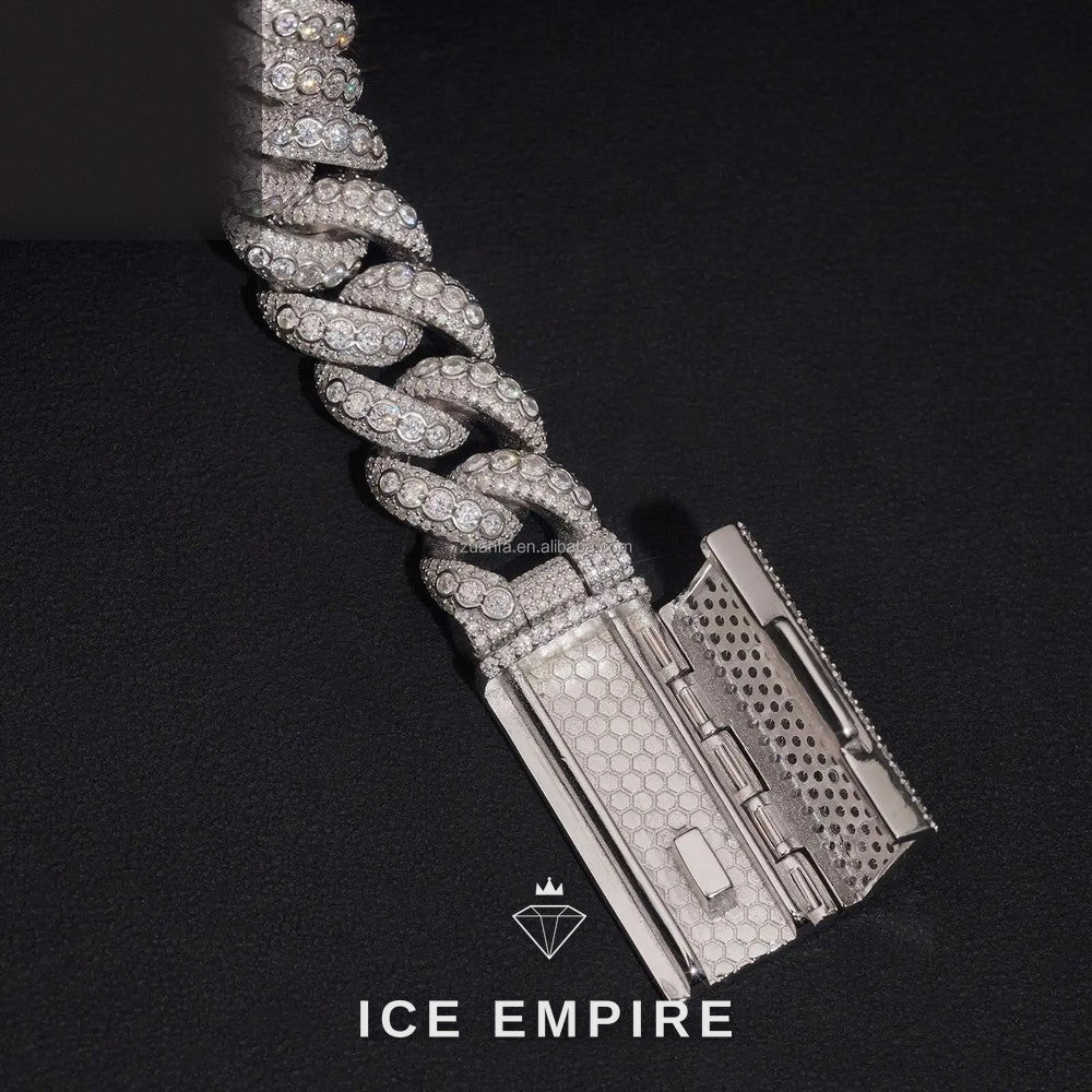 Iced Out 925 Silver Moissanite Cuban Chain