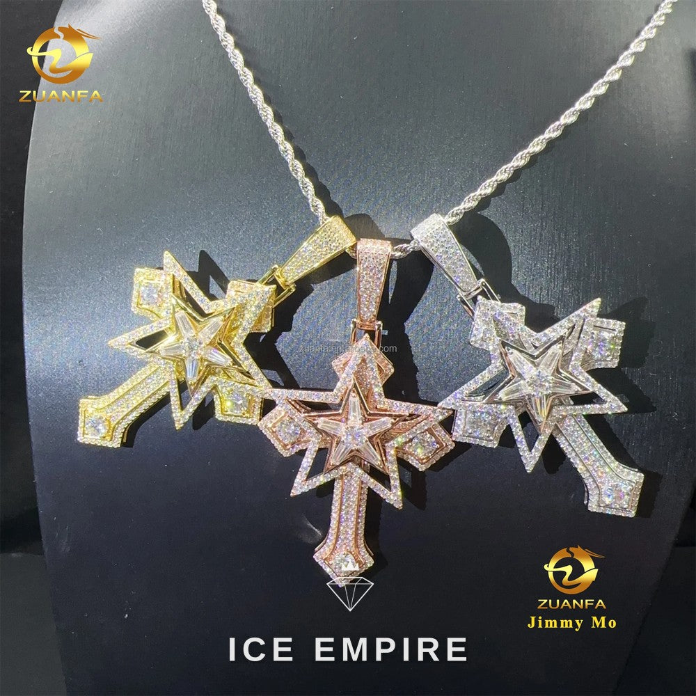 Iced Out Cross 925 Silver Pendant