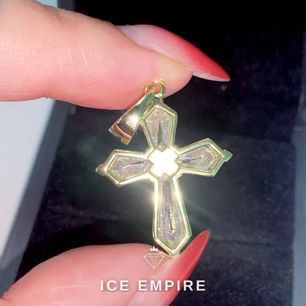 Iced Out Cross 925 Silver Moissanite Pendant