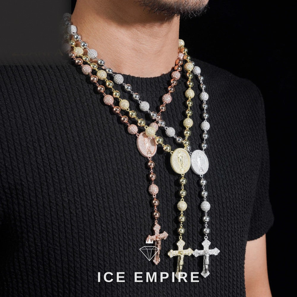 Iced Out Cross Rose Gold Plated Moissanite Cuban Chain