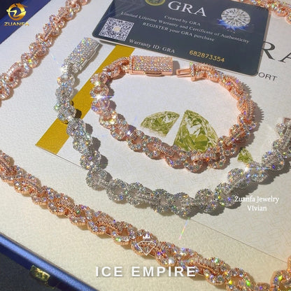 Iced Out Rose Gold Plated Moissanite Cuban Chain