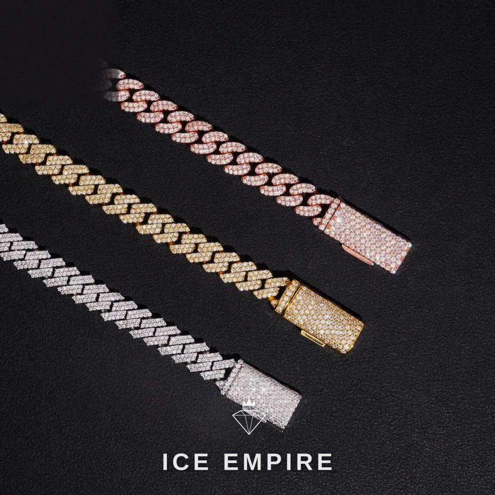 Iced Out Rose Gold Moissanite Cuban Chain