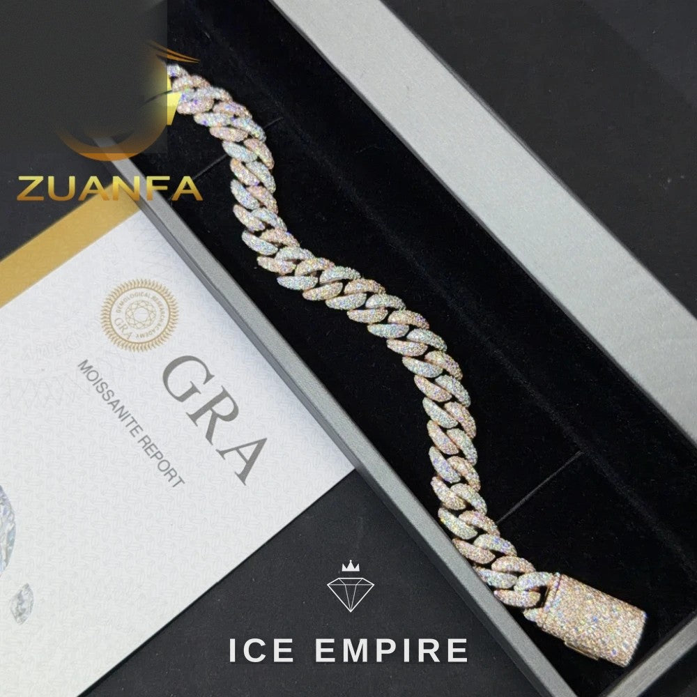 Iced Out 925 Silver Moissanite Cuban Chain