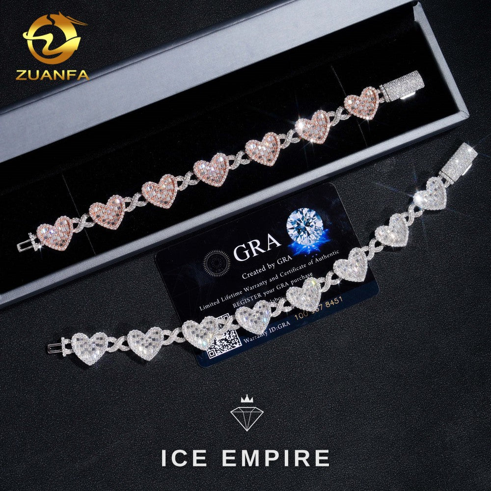Iced Out Baguette Rose Gold Plated Moissanite Cuban Chain