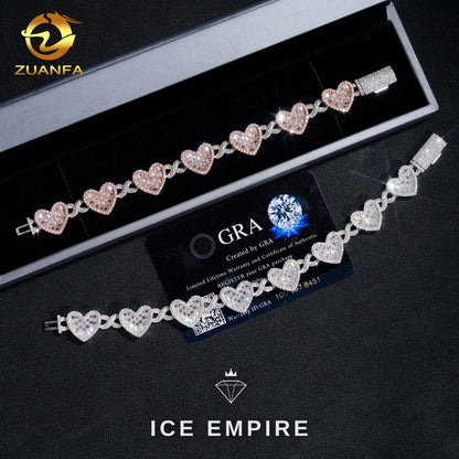Iced Out Baguette Rose Gold Plated Moissanite Cuban Chain