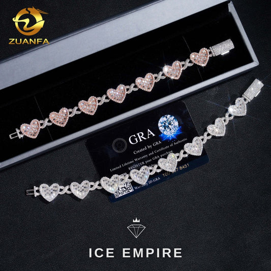 Iced Out Baguette Rose Gold Plated Moissanite Cuban Chain
