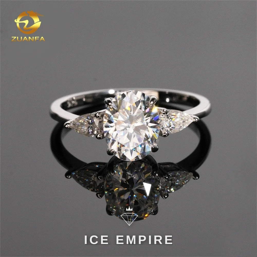 Iced Out 925 Silver Moissanite Engagement Ring
