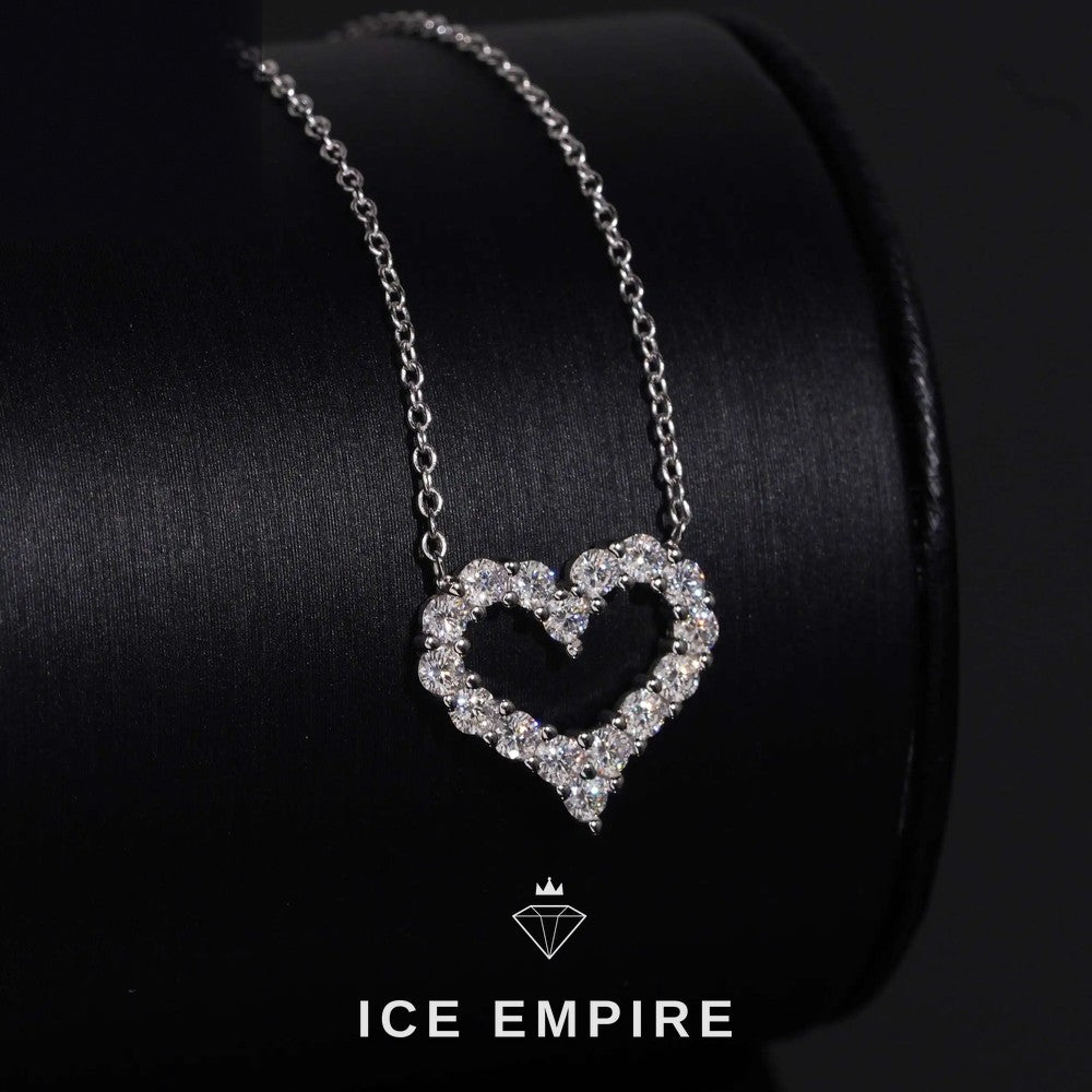 Iced Out Heart 925 Silver Lab Grown Diamond Pendant