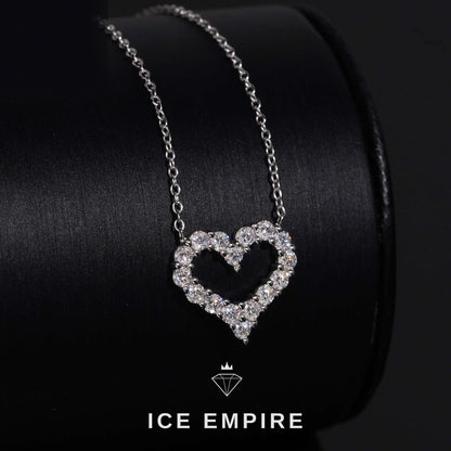 Iced Out Heart 925 Silver Lab Grown Diamond Pendant