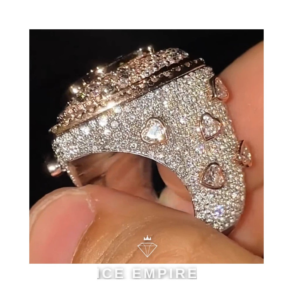 Iced Out Heart Gold Plated Moissanite Ring